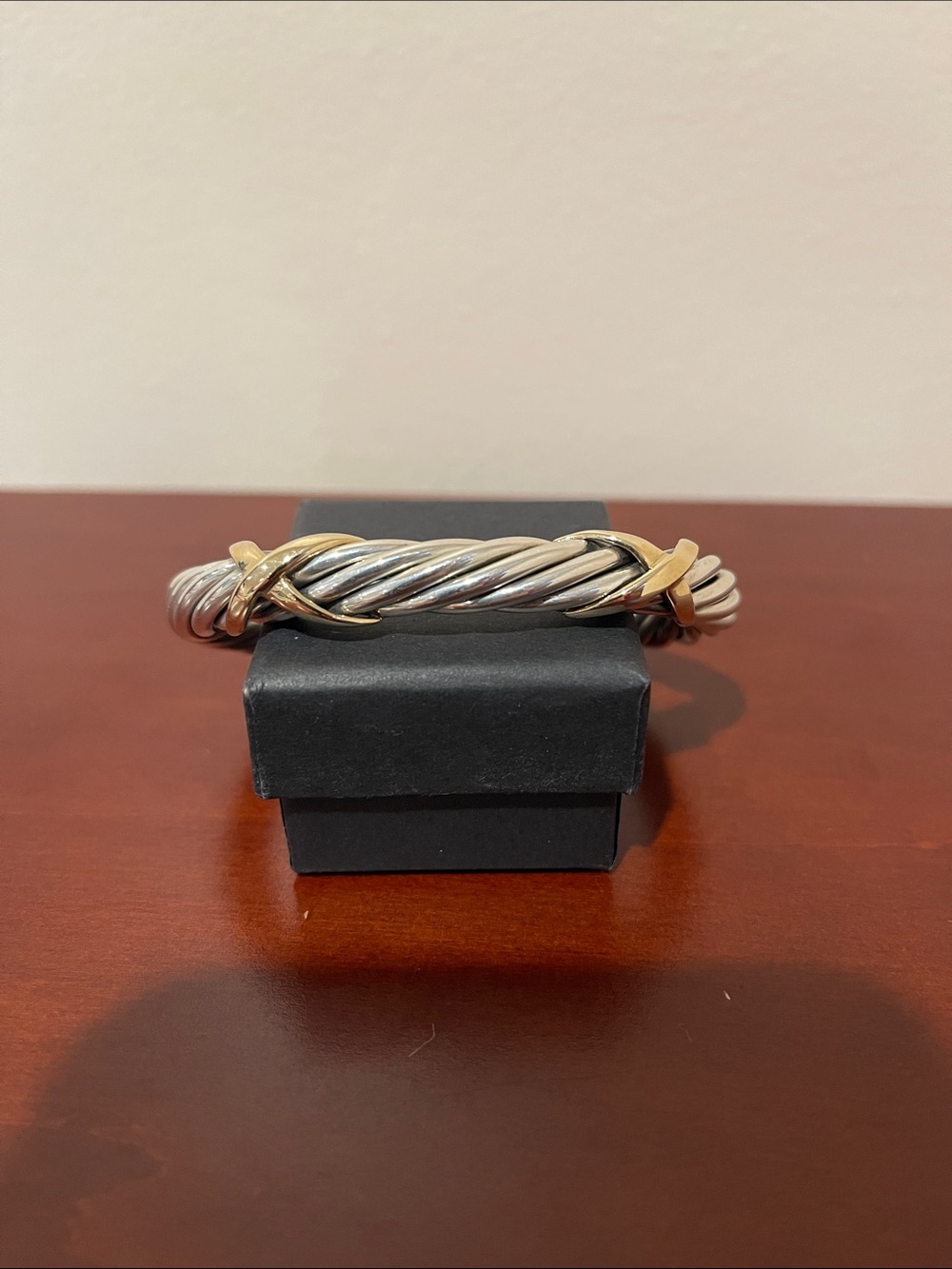 Sterling Silver & 14k Gold Twist Cable Cuff Bracelet